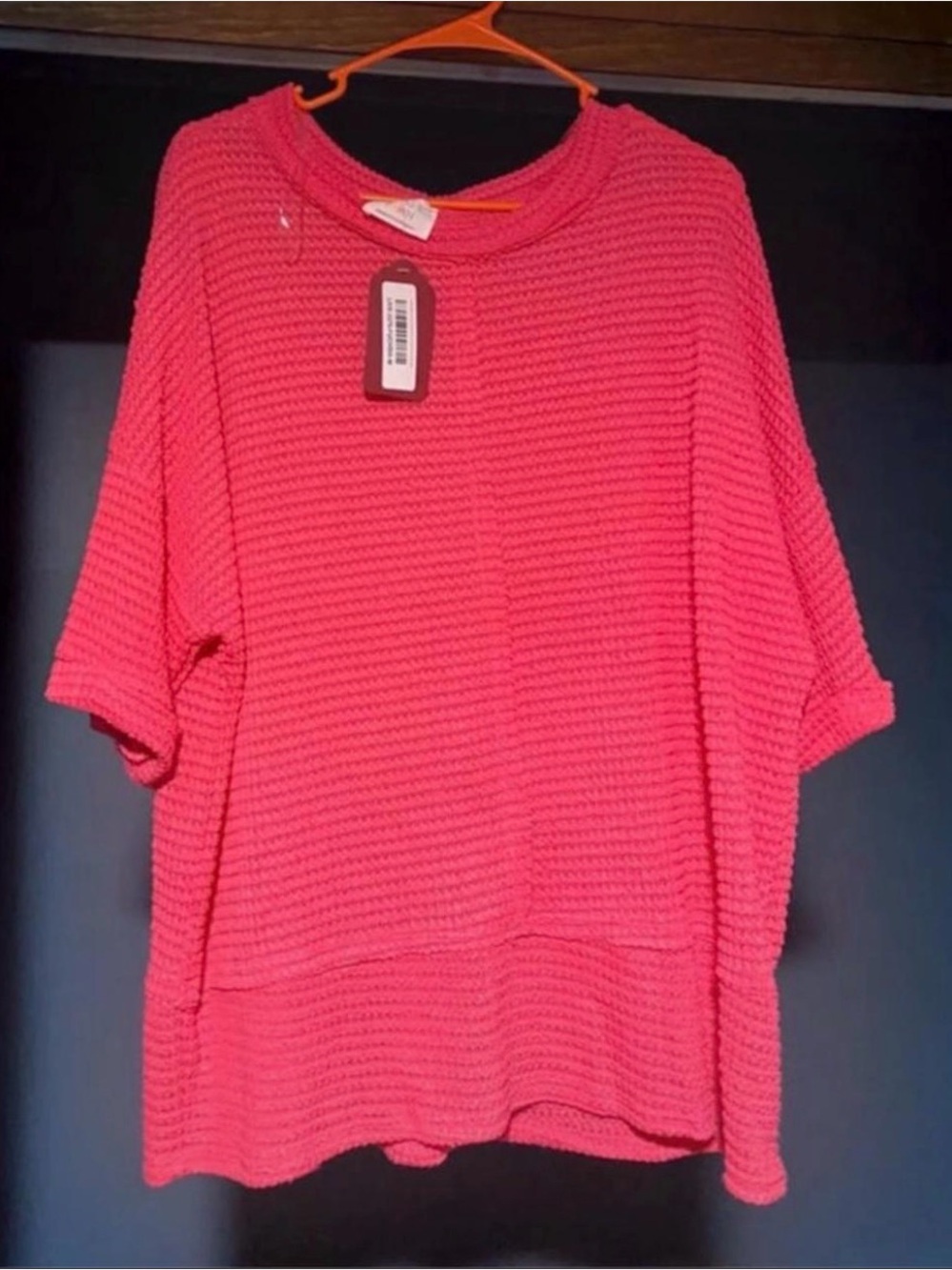Relaxed Waffle Women's Top in Bright Pink - Fantastic Fawn